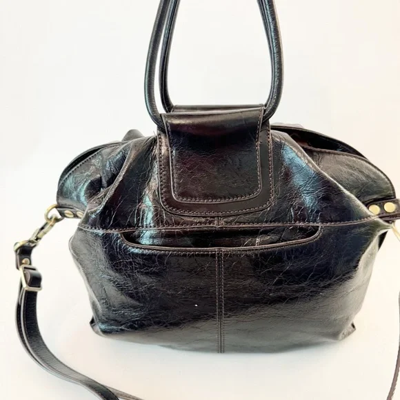 Hobo International Shelia Drop Handle Black Leather Handbag Small Size - Picture 3 of 5